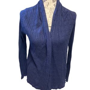 St. John’s Bay Cardigan Blue Knitted Sweater Womens Draped Front Small